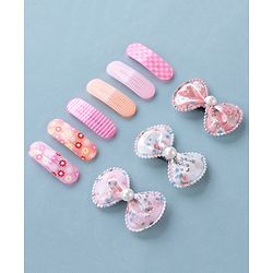Babyhug Bow Design & Floral Printed Snap Clips Pack of 9 -Multicolor