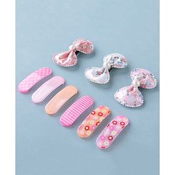 Babyhug Bow Design & Floral Printed Snap Clips Pack of 9 -Multicolor