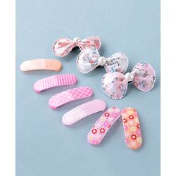 Babyhug Bow Design & Floral Printed Snap Clips Pack of 9 -Multicolor