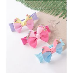Babyhug Headbands With Bow Applique Free Size Pack of 3 - Multicolor
