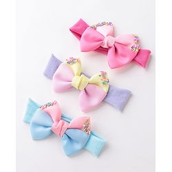 Babyhug Headbands With Bow Applique Free Size Pack of 3 - Multicolor
