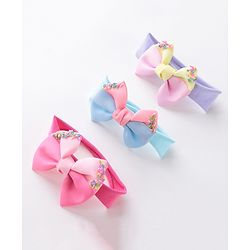 Babyhug Headbands With Bow Applique Free Size Pack of 3 - Multicolor