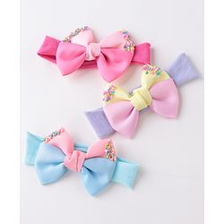 Babyhug Headbands With Bow Applique Free Size Pack of 3 - Multicolor