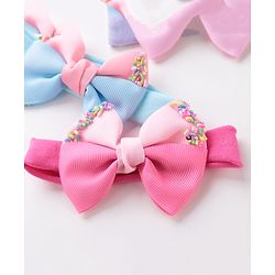 Babyhug Headbands With Bow Applique Free Size Pack of 3 - Multicolor