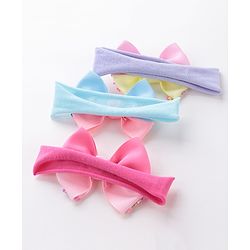 Babyhug Headbands With Bow Applique Free Size Pack of 3 - Multicolor