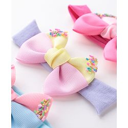 Babyhug Headbands With Bow Applique Free Size Pack of 3 - Multicolor