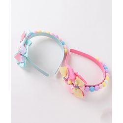 Babyhug Hair Bands With Bow Applique Free Size Pack of 2- Multicolor