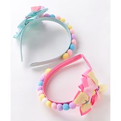 Babyhug Hair Bands With Bow Applique Free Size Pack of 2- Multicolor