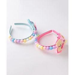 Babyhug Hair Bands With Bow Applique Free Size Pack of 2- Multicolor