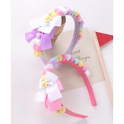 Babyhug Hair Bands With Bow Applique Free Size Pack of 2- Multicolor