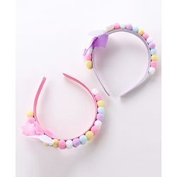 Babyhug Hair Bands With Bow Applique Free Size Pack of 2- Multicolor