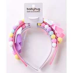 Babyhug Hair Bands With Bow Applique Free Size Pack of 2- Multicolor