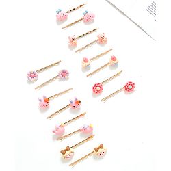 Babyhug Floral Hair Pins Pack of 16 - Multicolor