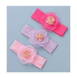 Babyhug Flower Headbands Pack Of 3 - Pink