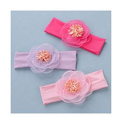 Babyhug Flower Headbands Pack Of 3 - Pink