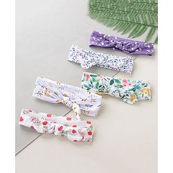 Babyhug Bow Headbands Rainbow Print Pack Of 5 - Multicolor
