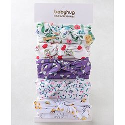 Babyhug Bow Headbands Rainbow Print Pack Of 5 - Multicolor