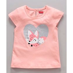 Babyhug Half Sleeves Night Suit Animal Print - Peach