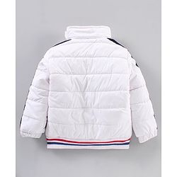 Babyhug Woven Full Sleeves Padded Jacket with Hood Solid Colour - White