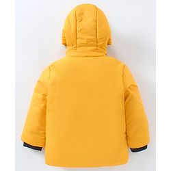 Babyhug Full Sleeves Hooded Fashion Heavy Winter Jacket Text Print - Yellow