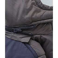 Babyhug Woven Full Sleeves Padded Jacket with Hood Colour Block - Blue