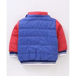 Babyhug Full Sleeves Color Block Hooded Padded Jacket - Blue Red