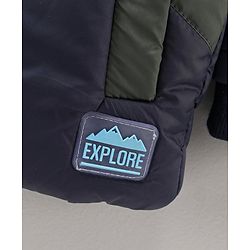 Babyhug Full Sleeves Hooded Fashion Heavy Winter Color Blocked Jacket - Blue