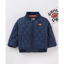 Babyhug Full Sleeves Padded Jacket Solid Colour - Navy