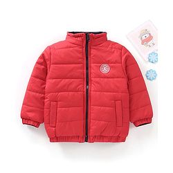 Babyhug Full Sleeves Padded Reversible Jacket Solid Colour - Red and Blue