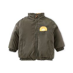 Babyhug Full Sleeves Heavy Winter Solid Reversible Jacket Text Patch - Olive Green Mustard Yellow