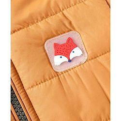 Babyhug Full Sleeves Heavy Winter Solid Reversible Jacket Text Patch - Olive Green Mustard Yellow