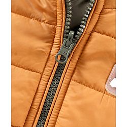 Babyhug Full Sleeves Heavy Winter Solid Reversible Jacket Text Patch - Olive Green Mustard Yellow