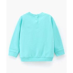 Babyhug Full Sleeves Cotton Knit Sweatshirt With Applique & Pom-Pom Detailing - Aqua Blue