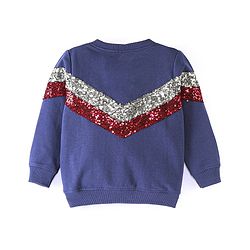 Babyhug 100% Cotton Knit Full Sleeves Sweatshirt with Sequins - Blue
