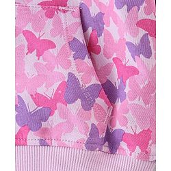 Babyhug 100% Cotton Full Sleeves Butterfly Printed SweatJacket with Hood - Pink
