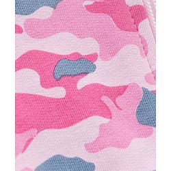 Babyhug Full Sleeves Cotton Knit Cut & Sew Hooded Sweat-Jacket with Abstract Print - Pink/White