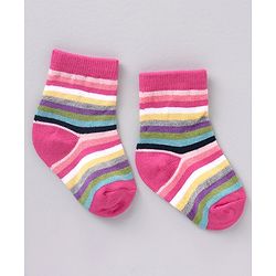 Cute Walk by Babyhug Cotton Knit Regular Length Antibacterial Socks Multiple Designs Pack Of 5 - Multicolour