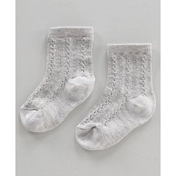 Cutewalk by Babyhug Ankle Length Anti-bacterial Cotton Blend Knit Socks Design Pack of 3 - Multicolour