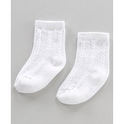 Cutewalk by Babyhug Ankle Length Anti-bacterial Cotton Blend Knit Socks Design Pack of 3 - Multicolour