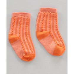 Cutewalk by Babyhug Ankle Length Anti-bacterial Cotton Blend Knit Socks Design Pack of 3 - Multicolour