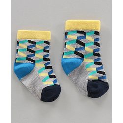 Cutewalk by Babyhug Ankle Length Anti-bacterial Cotton Blend Knit Socks Design Pack of 3 - Multicolour