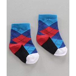 Cutewalk by Babyhug Ankle Length Anti-bacterial Cotton Blend Knit Socks Design Pack of 3 - Multicolour