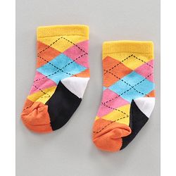 Cutewalk by Babyhug Ankle Length Anti-bacterial Cotton Blend Knit Socks Design Pack of 3 - Multicolour