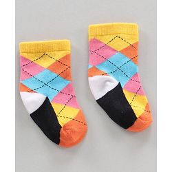 Cutewalk by Babyhug Ankle Length Anti-bacterial Cotton Blend Knit Socks Design Pack of 3 - Multicolour