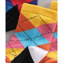Cutewalk by Babyhug Ankle Length Anti-bacterial Cotton Blend Knit Socks Design Pack of 3 - Multicolour