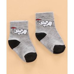 Cutewalk by Babyhug Ankle Length Anti-bacterial Cotton Blend Knit Socks Design Pack of 3 - Multicolour