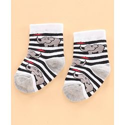 Cutewalk by Babyhug Ankle Length Anti-bacterial Cotton Blend Knit Socks Design Pack of 3 - Multicolour