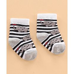 Cutewalk by Babyhug Ankle Length Anti-bacterial Cotton Blend Knit Socks Design Pack of 3 - Multicolour