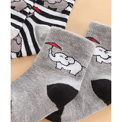 Cutewalk by Babyhug Ankle Length Anti-bacterial Cotton Blend Knit Socks Design Pack of 3 - Multicolour