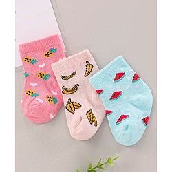 Cute Walk by Babyhug Ankle Length Antibacterial Socks Printed Pack Of 3 - Multicolour